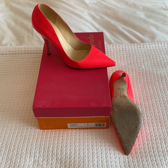Kate Spade Neon Hot Pink Stiletto 7 - Picture 2 of 5
